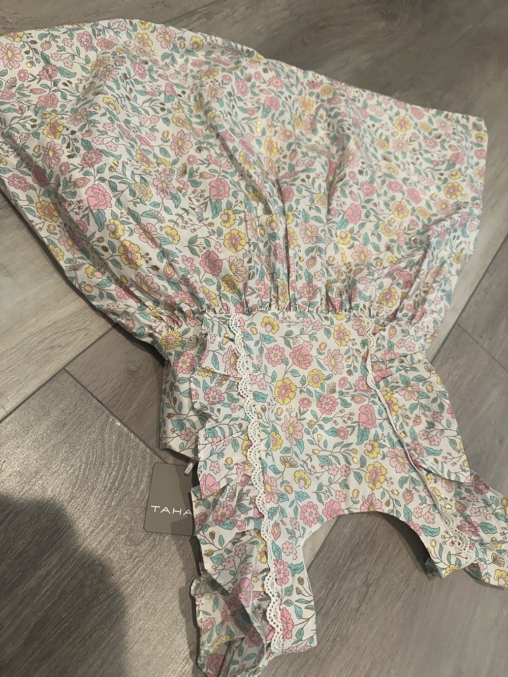 NWT TAHARI Floral Ruffle Sundress - Pink, Yellow & Green
